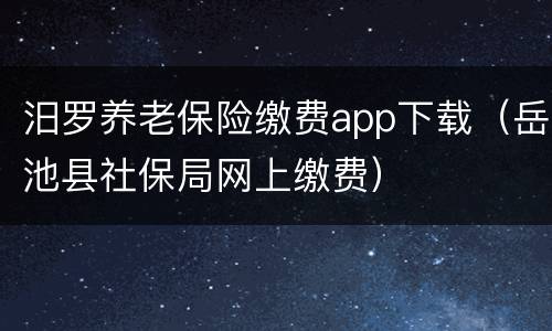 汨罗养老保险缴费app下载（岳池县社保局网上缴费）