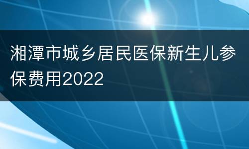湘潭市城乡居民医保新生儿参保费用2022