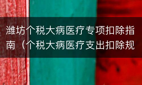 潍坊个税大病医疗专项扣除指南（个税大病医疗支出扣除规定）