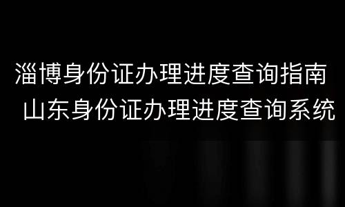 淄博身份证办理进度查询指南 山东身份证办理进度查询系统
