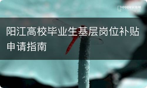阳江高校毕业生基层岗位补贴申请指南