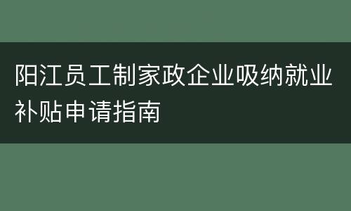 阳江员工制家政企业吸纳就业补贴申请指南