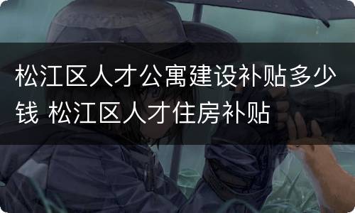 松江区人才公寓建设补贴多少钱 松江区人才住房补贴