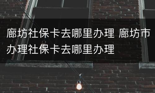 廊坊社保卡去哪里办理 廊坊市办理社保卡去哪里办理
