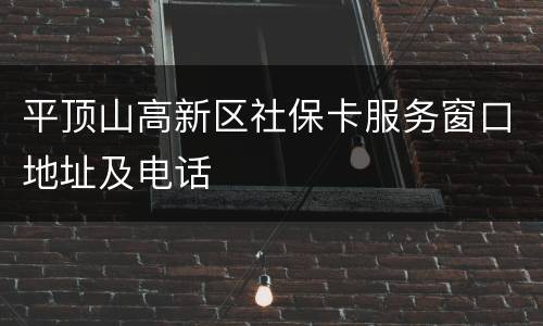 平顶山高新区社保卡服务窗口地址及电话