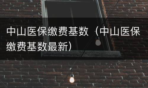 中山医保缴费基数（中山医保缴费基数最新）