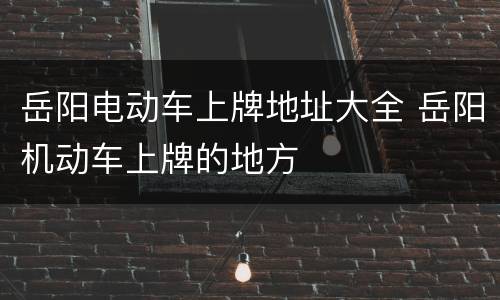 岳阳电动车上牌地址大全 岳阳机动车上牌的地方