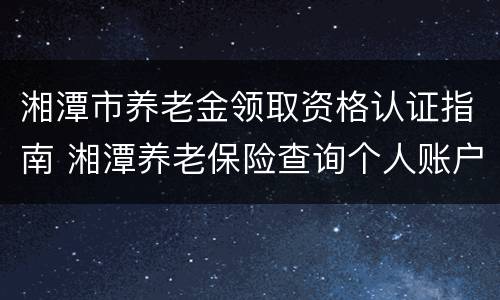 湘潭市养老金领取资格认证指南 湘潭养老保险查询个人账户查询