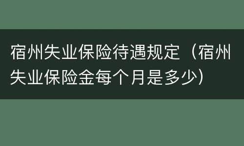 宿州失业保险待遇规定（宿州失业保险金每个月是多少）