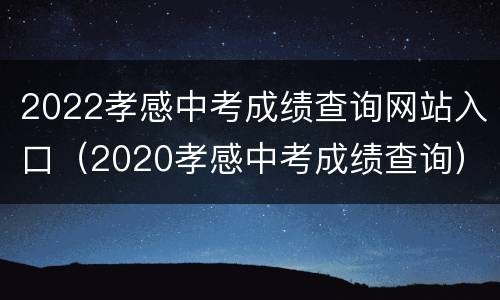 2022孝感中考成绩查询网站入口（2020孝感中考成绩查询）