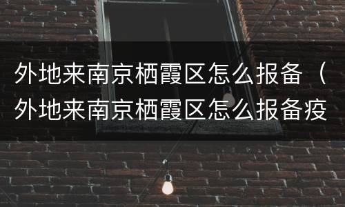 外地来南京栖霞区怎么报备（外地来南京栖霞区怎么报备疫情）
