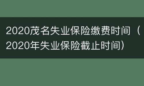 2020茂名失业保险缴费时间（2020年失业保险截止时间）