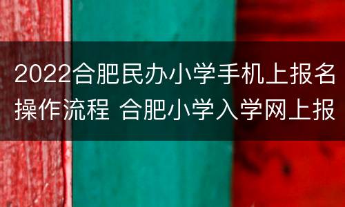 2022合肥民办小学手机上报名操作流程 合肥小学入学网上报名流程