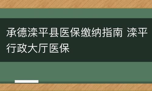 承德滦平县医保缴纳指南 滦平行政大厅医保