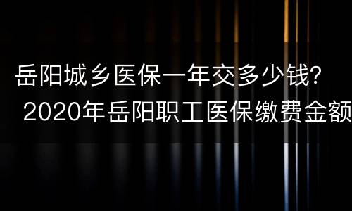 岳阳城乡医保一年交多少钱？ 2020年岳阳职工医保缴费金额