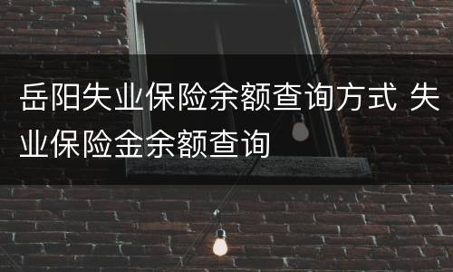 岳阳失业保险余额查询方式 失业保险金余额查询