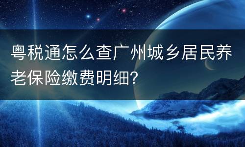 粤税通怎么查广州城乡居民养老保险缴费明细？