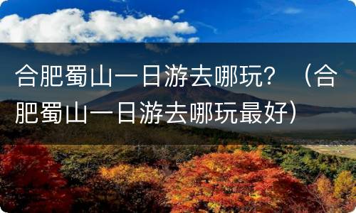 合肥蜀山一日游去哪玩？（合肥蜀山一日游去哪玩最好）
