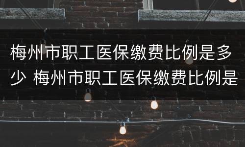 梅州市职工医保缴费比例是多少 梅州市职工医保缴费比例是多少钱