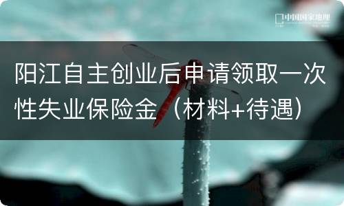阳江自主创业后申请领取一次性失业保险金（材料+待遇）