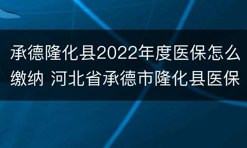 承德隆化县2022年度医保怎么缴纳 河北省承德市隆化县医保中心