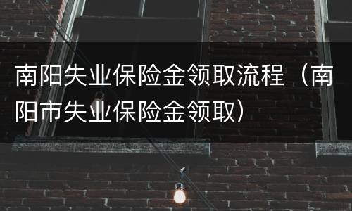 南阳失业保险金领取流程（南阳市失业保险金领取）