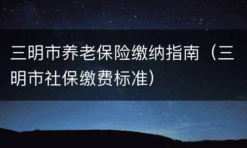 三明市养老保险缴纳指南（三明市社保缴费标准）