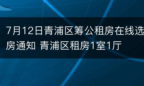 7月12日青浦区筹公租房在线选房通知 青浦区租房1室1厅