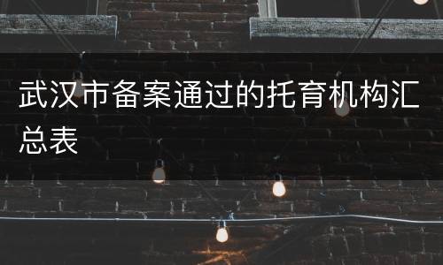 武汉市备案通过的托育机构汇总表