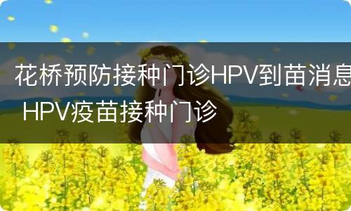 花桥预防接种门诊HPV到苗消息 HPV疫苗接种门诊