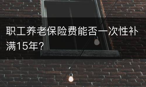 职工养老保险费能否一次性补满15年?