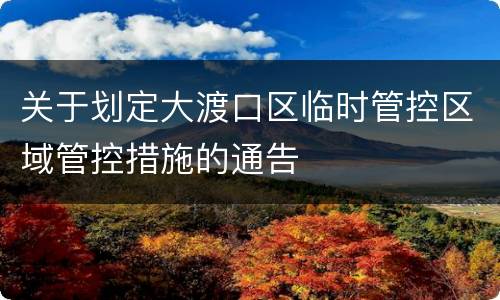 关于划定大渡口区临时管控区域管控措施的通告