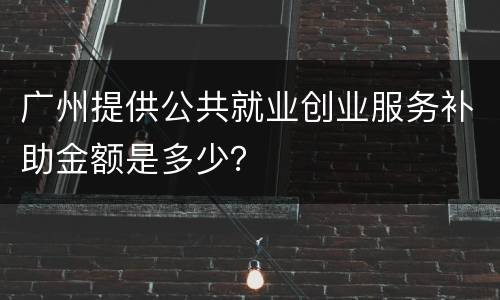 广州提供公共就业创业服务补助金额是多少？