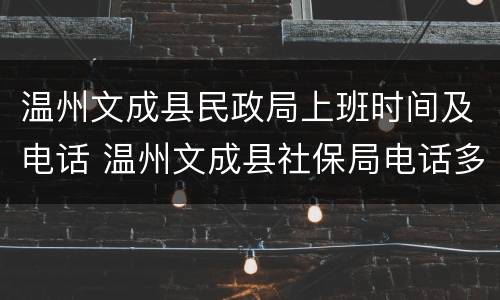 温州文成县民政局上班时间及电话 温州文成县社保局电话多少