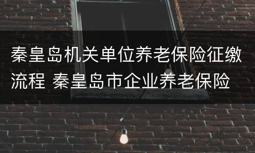 秦皇岛机关单位养老保险征缴流程 秦皇岛市企业养老保险