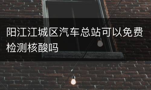 阳江江城区汽车总站可以免费检测核酸吗