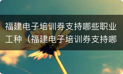 福建电子培训券支持哪些职业工种（福建电子培训券支持哪些职业工种的）