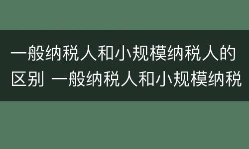 一般纳税人和小规模纳税人的区别 一般纳税人和小规模纳税人的区别500万