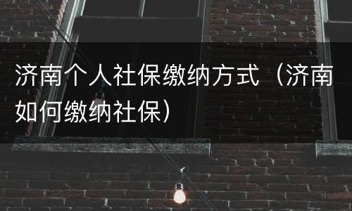 济南个人社保缴纳方式（济南如何缴纳社保）