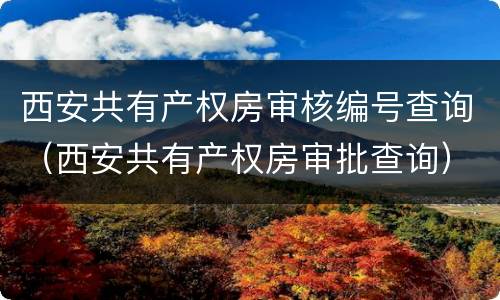 西安共有产权房审核编号查询（西安共有产权房审批查询）