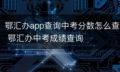 鄂汇办app查询中考分数怎么查 鄂汇办中考成绩查询