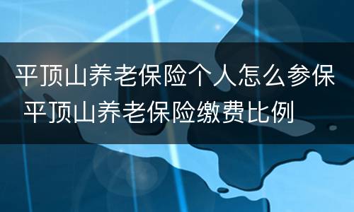 平顶山养老保险个人怎么参保 平顶山养老保险缴费比例