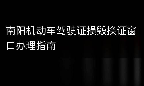 南阳机动车驾驶证损毁换证窗口办理指南