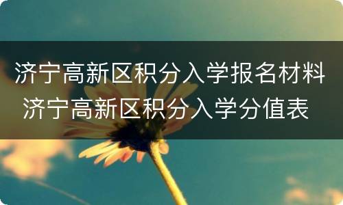 济宁高新区积分入学报名材料 济宁高新区积分入学分值表