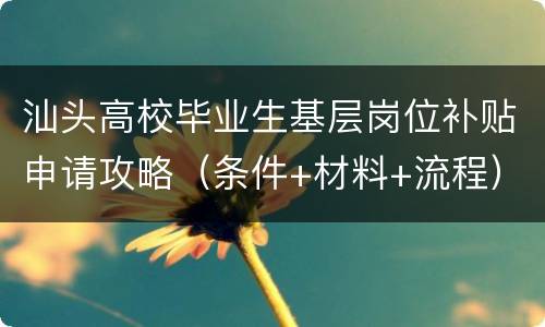 汕头高校毕业生基层岗位补贴申请攻略（条件+材料+流程）