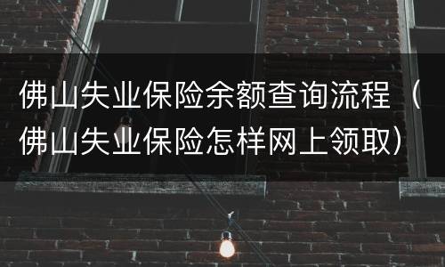 佛山失业保险余额查询流程（佛山失业保险怎样网上领取）