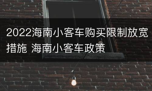 2022海南小客车购买限制放宽措施 海南小客车政策