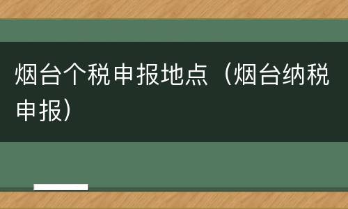 烟台个税申报地点（烟台纳税申报）