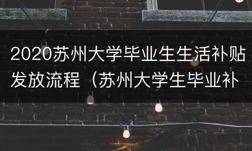 2020苏州大学毕业生生活补贴发放流程（苏州大学生毕业补贴政策）