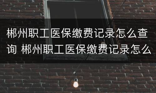 郴州职工医保缴费记录怎么查询 郴州职工医保缴费记录怎么查询不到
